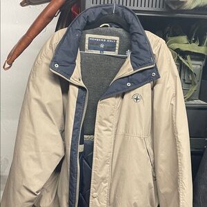 Members Only Beige and Dark Blue Windbreaker